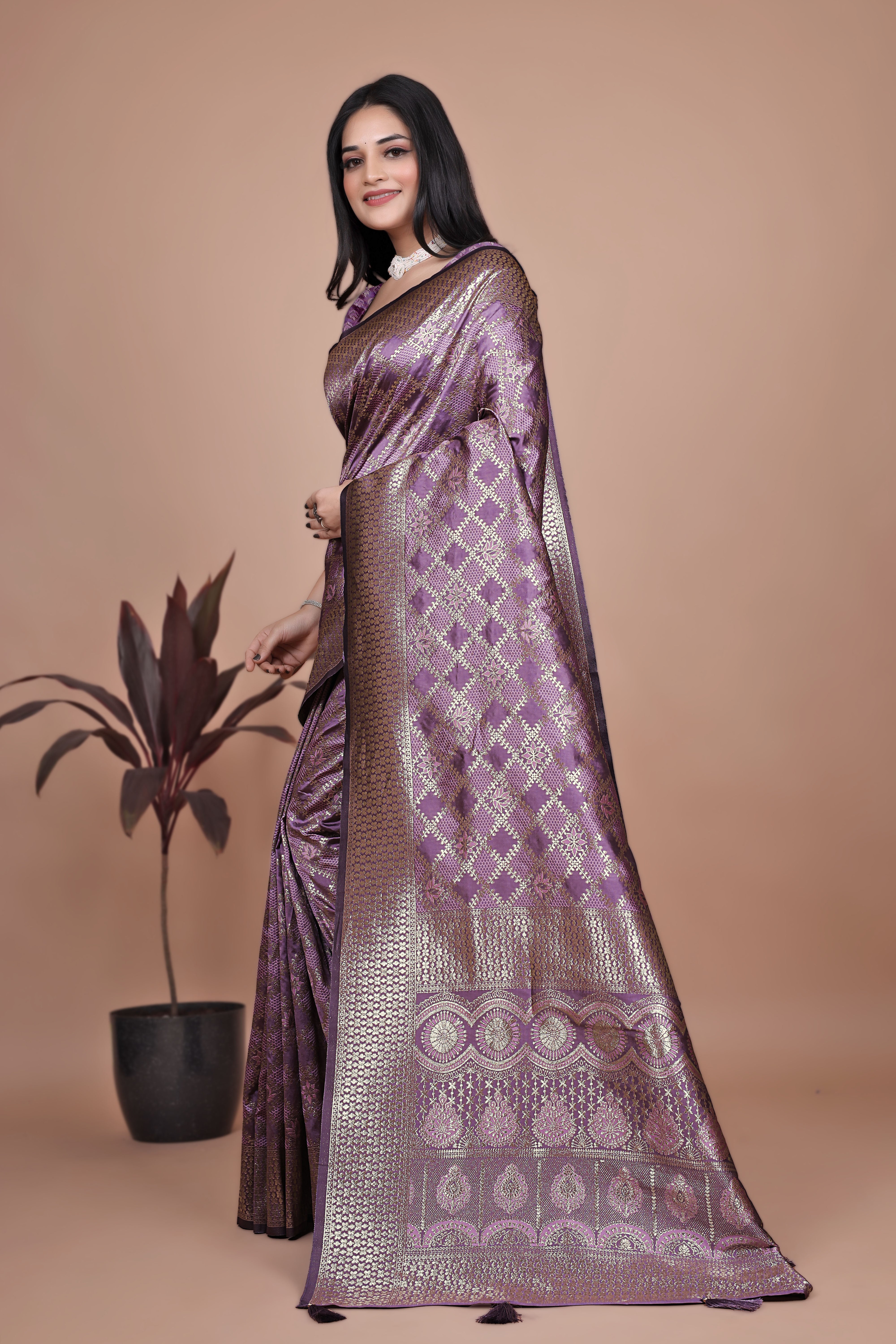 Banarasi Silk Saree with Golden Zari Elegance with 4 color ✨💚